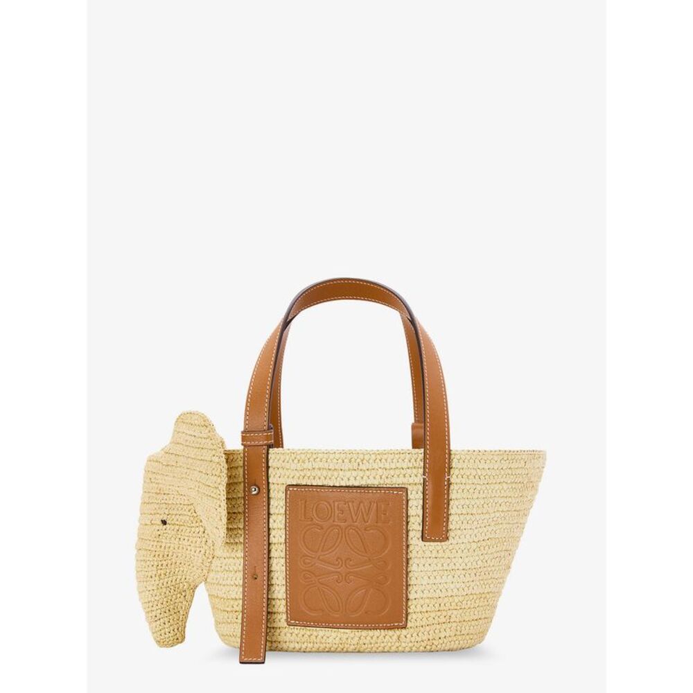 Loewe Women Elephan Rafia And Leather Handbag